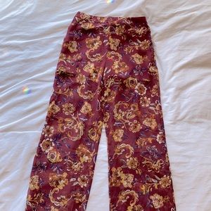 Sheer floral flare pants